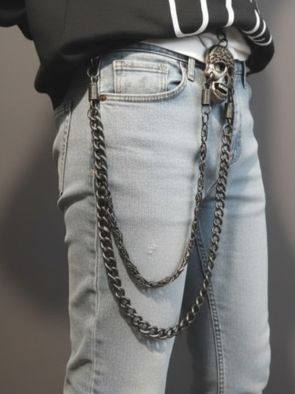 Skull Heavy Metal Steel Wallet Chain