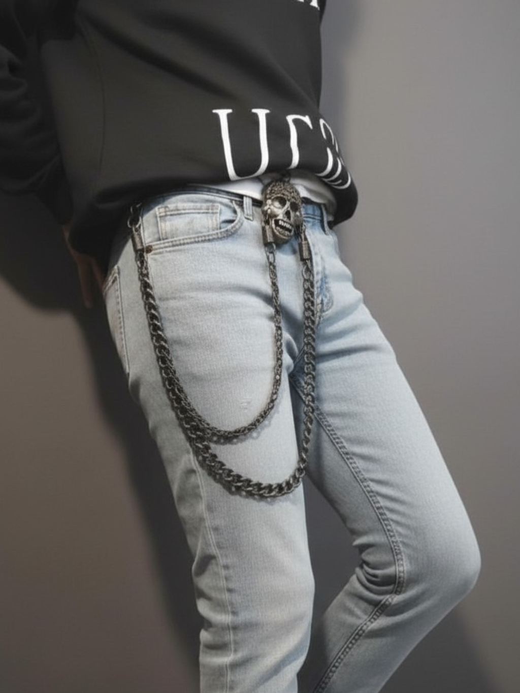 Skull Heavy Metal Steel Wallet Chain