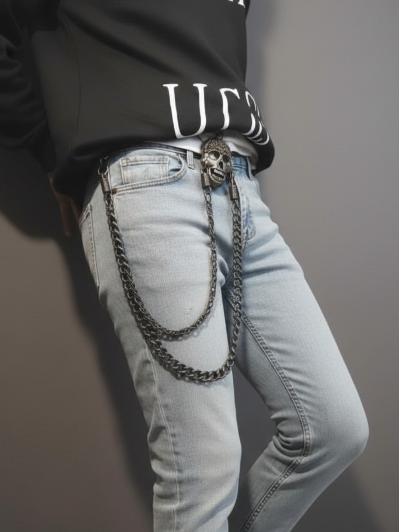 Skull Heavy Metal Steel Wallet Chain