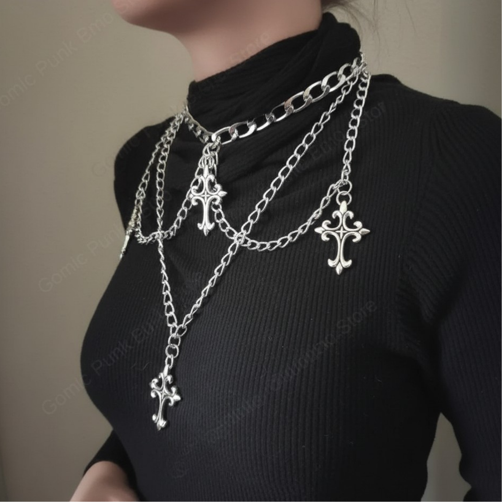 Layered Emo Punk Chain Necklace