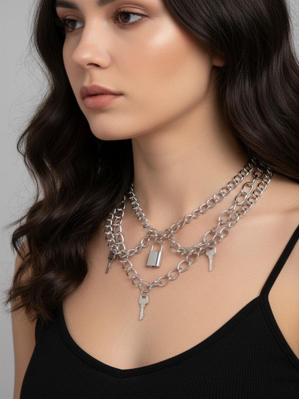 Lock & Key Chain Necklace