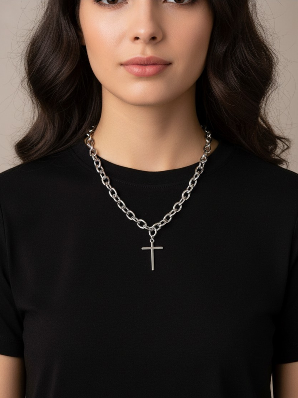 Chunky Cross Chain Necklace