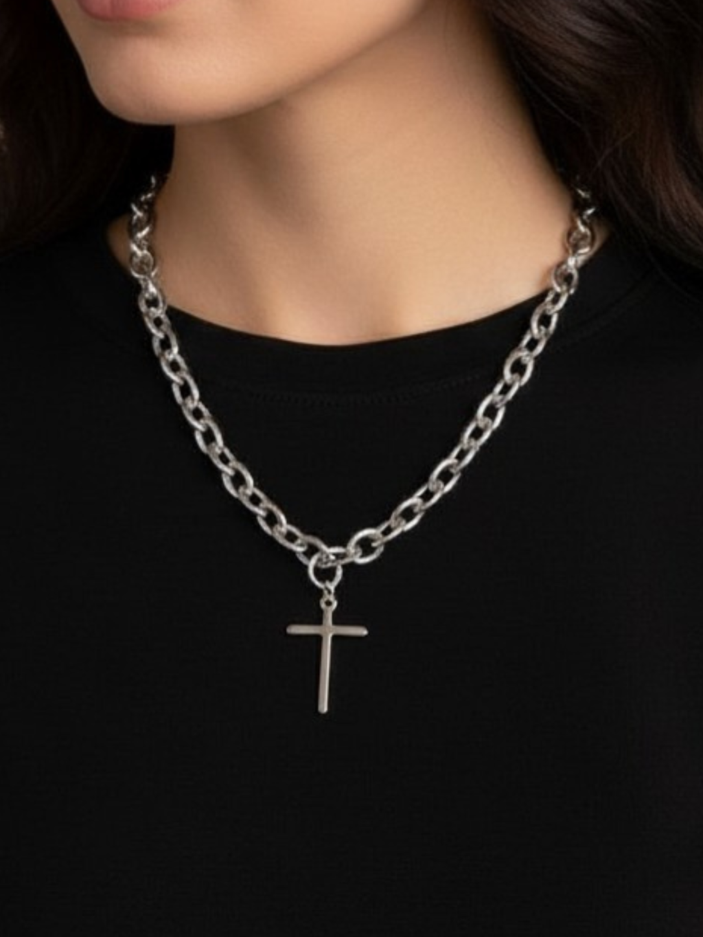 Chunky Cross Chain Necklace