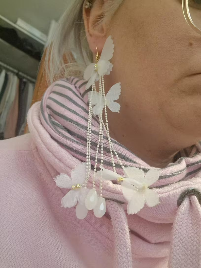 White Butterfly Earrings