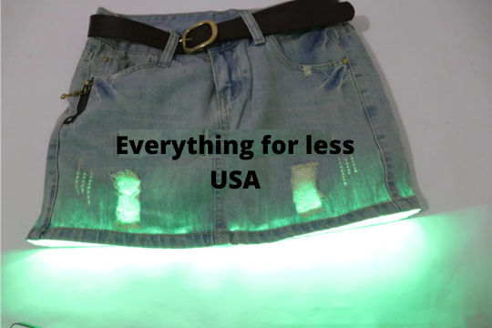 Led Light Blue Jean Mini Skirt