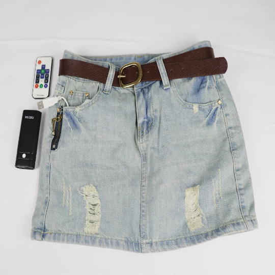 Led Light Blue Jean Mini Skirt