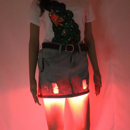 Led Light Blue Jean Mini Skirt