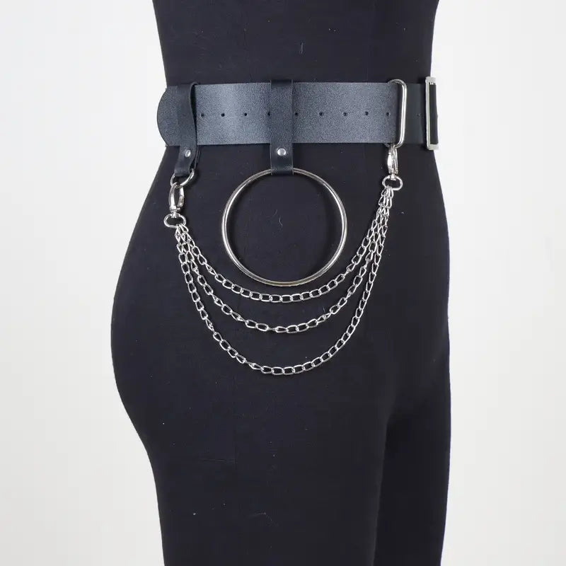 Black O-Ring Chain Belt