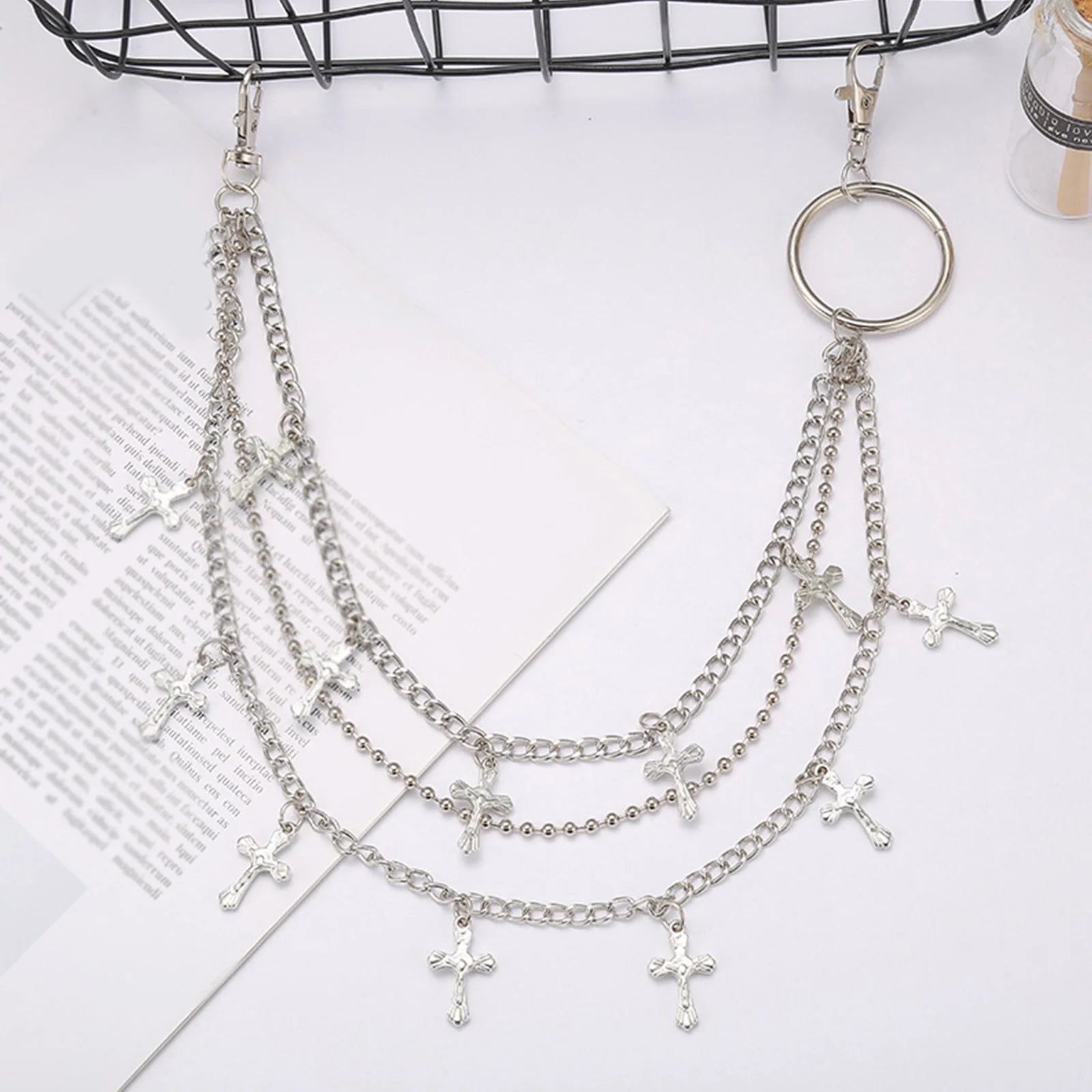Cross O-Ring Layered Pants Chain