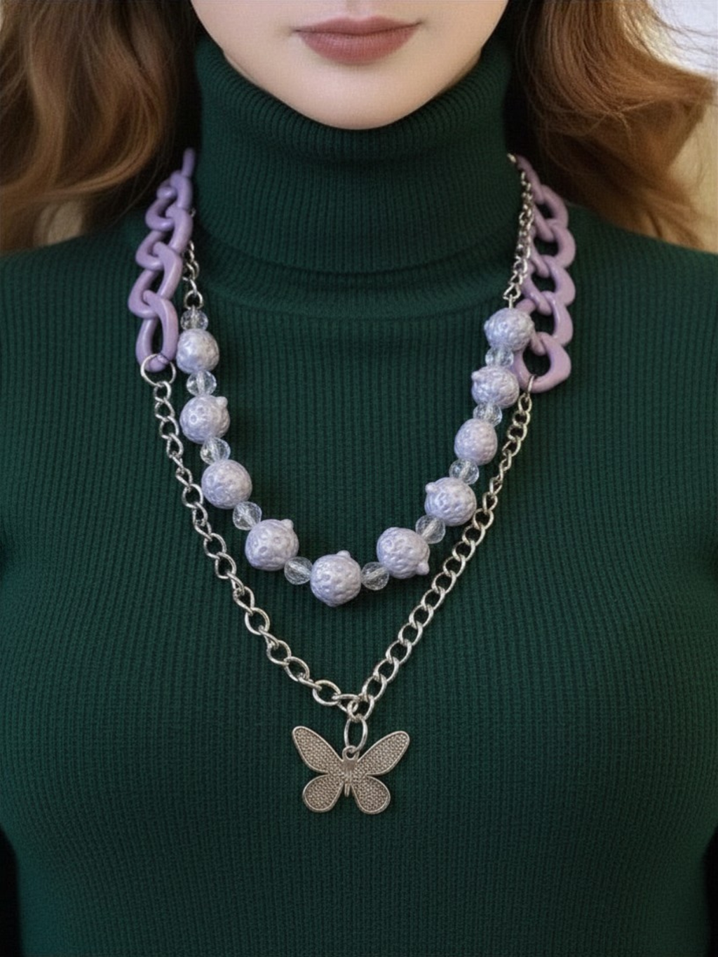 Purple Butterfly  Pants Chain
