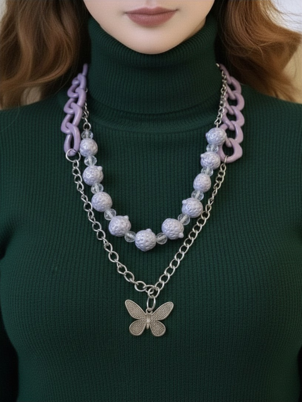 Purple Butterfly  Pants Chain
