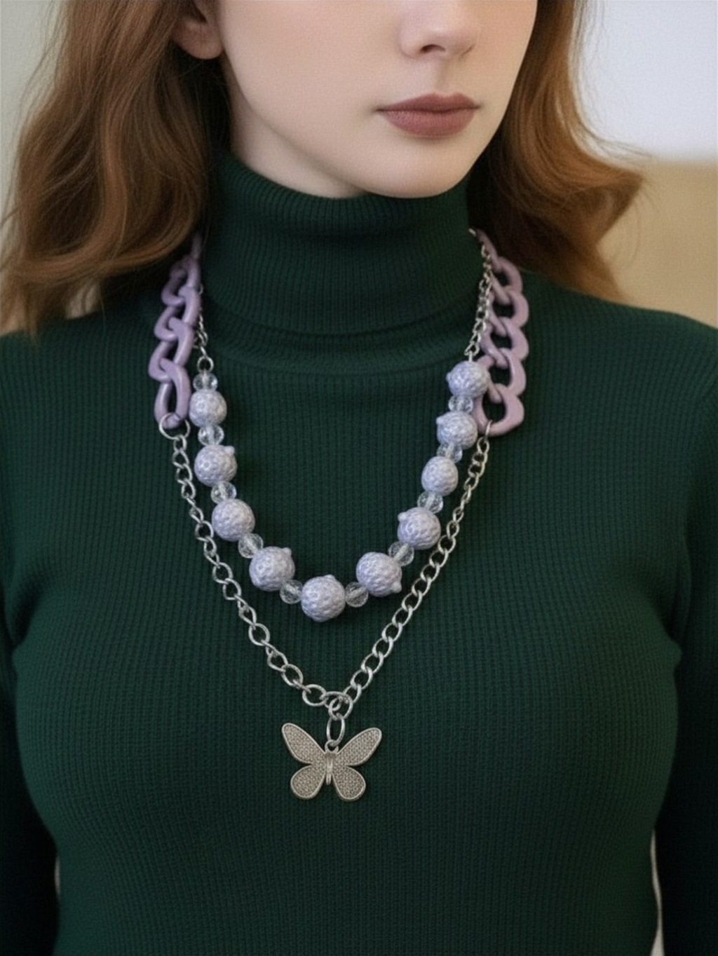 Purple Aesthetics Butterfly Necklace