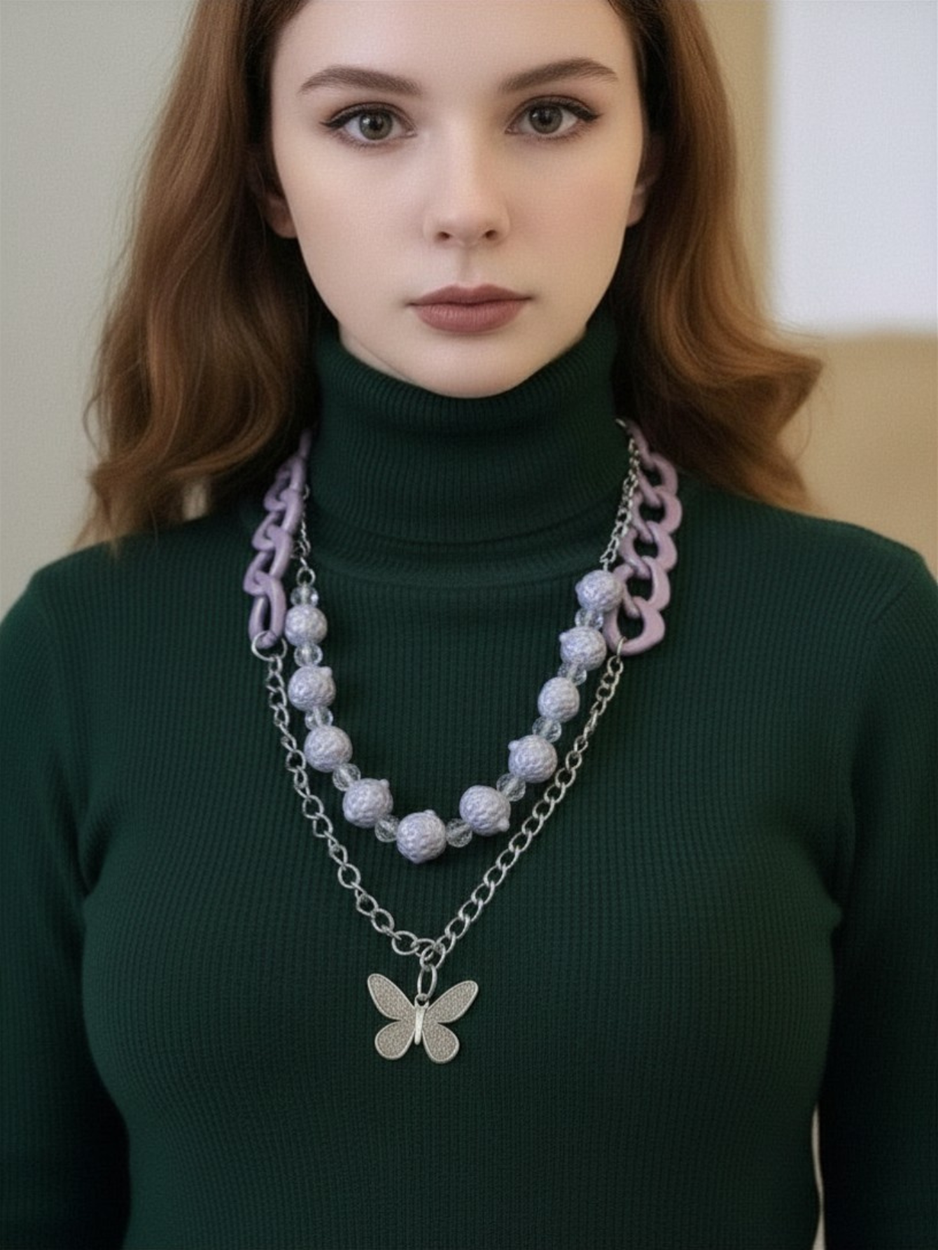 Purple Aesthetics Butterfly Necklace