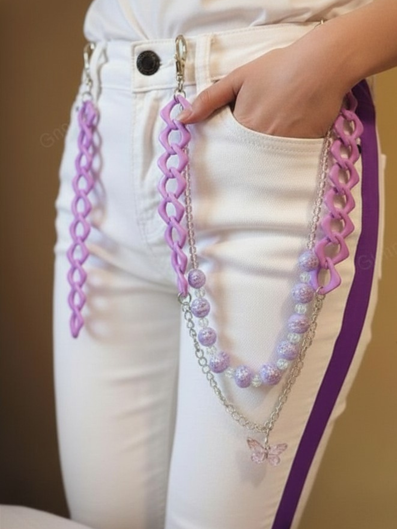 Purple Butterfly  Pants Chain