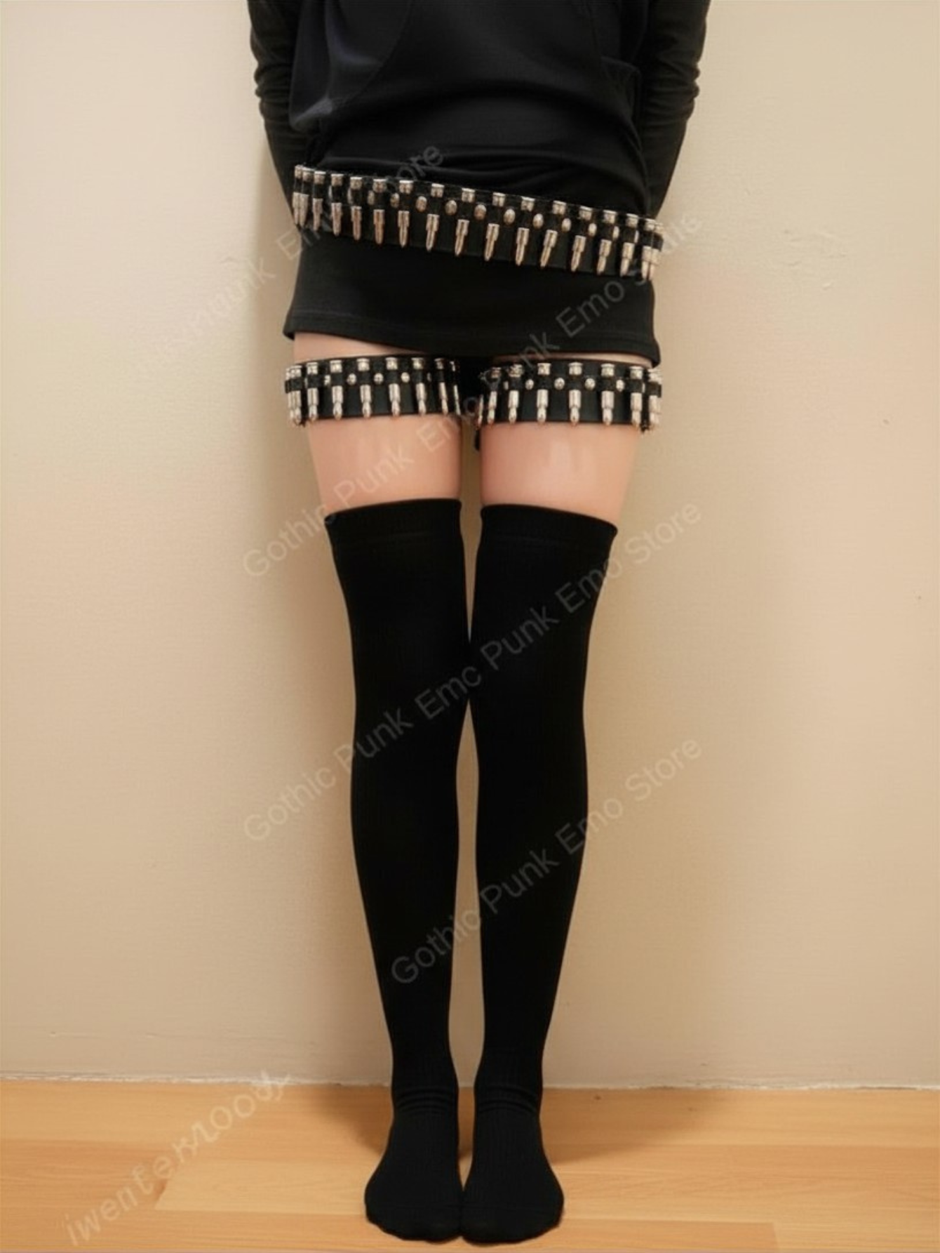 Punk Thigh High Bullet Garters