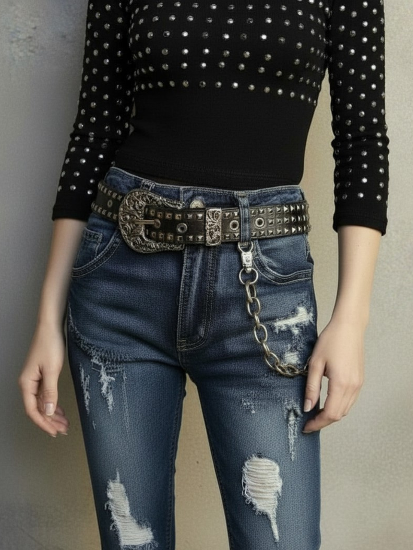 Rivet Studded Belt Western Belt