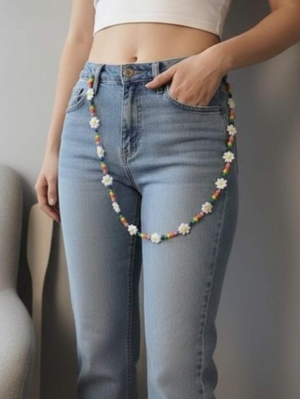 Daisy Beaded Rainbow Chain