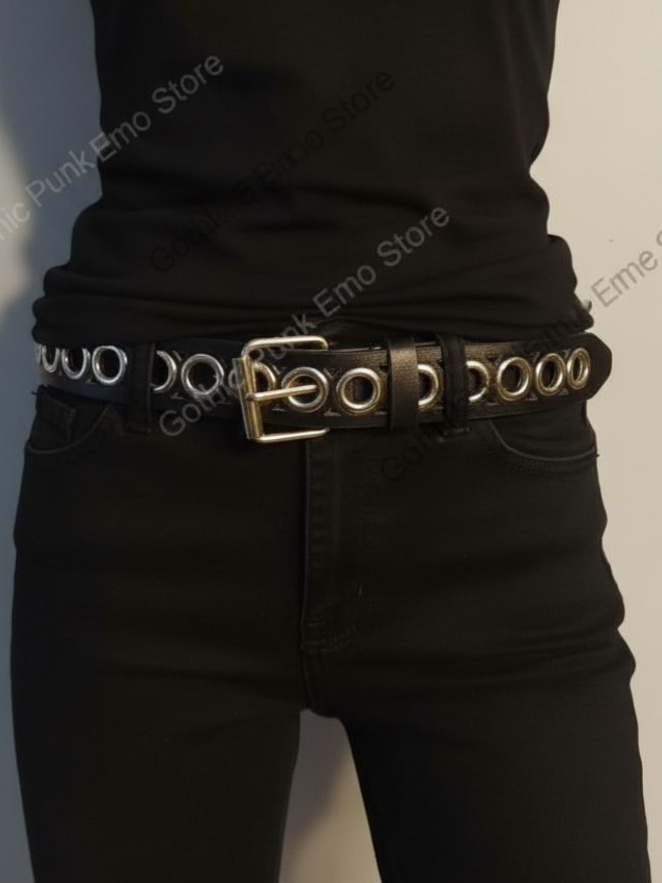Grommet Black Long Belt
