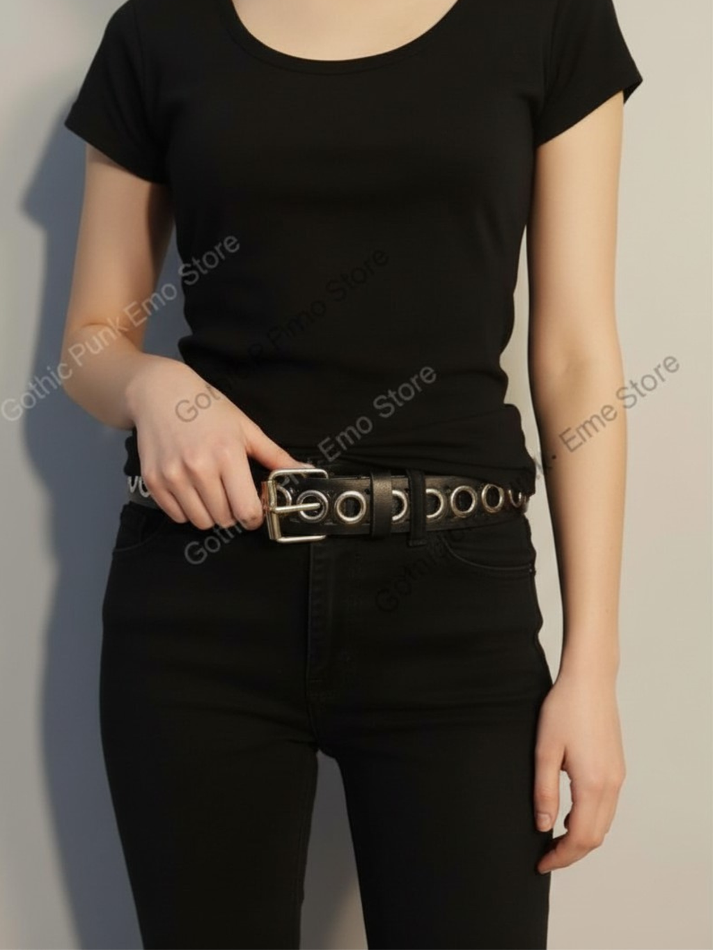 Grommet Black Long Belt
