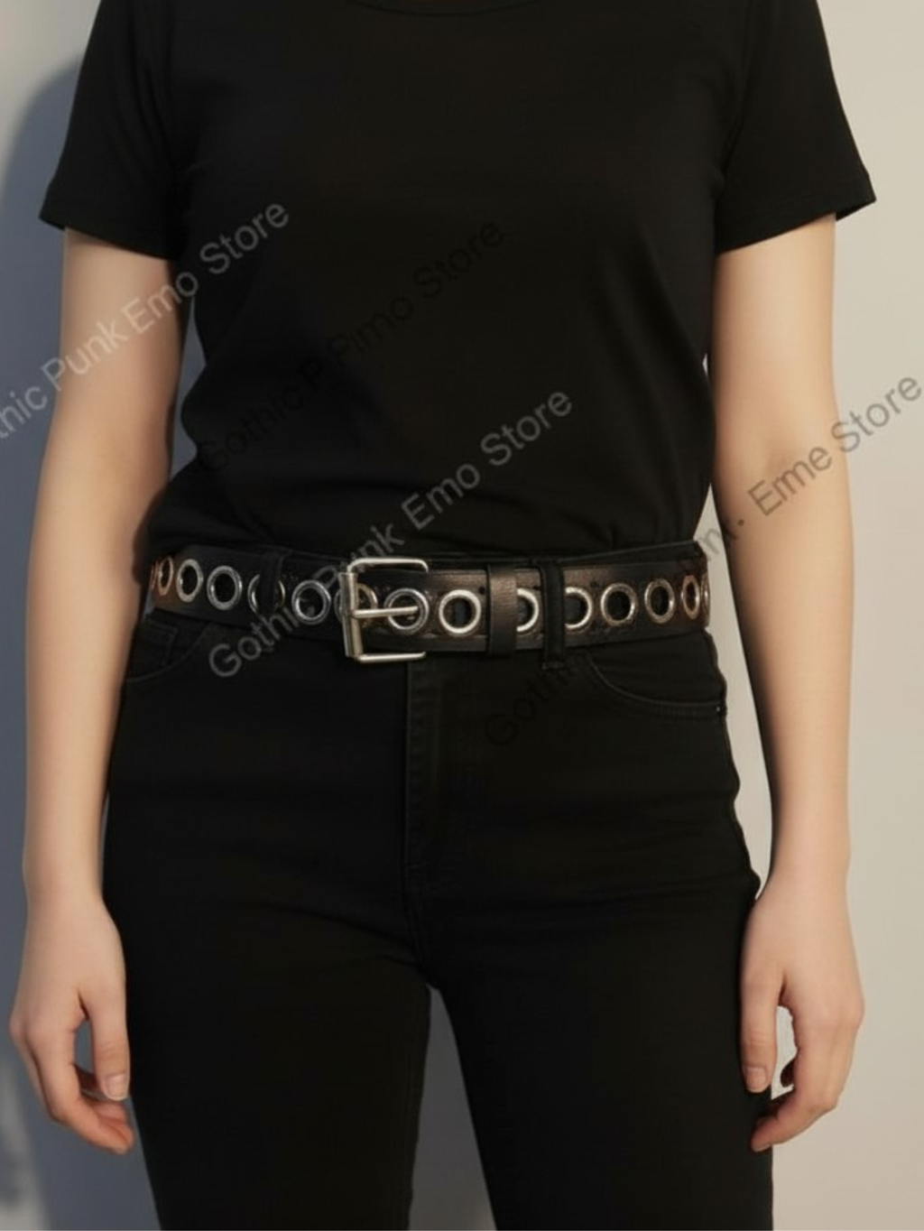 Grommet Black Long Belt