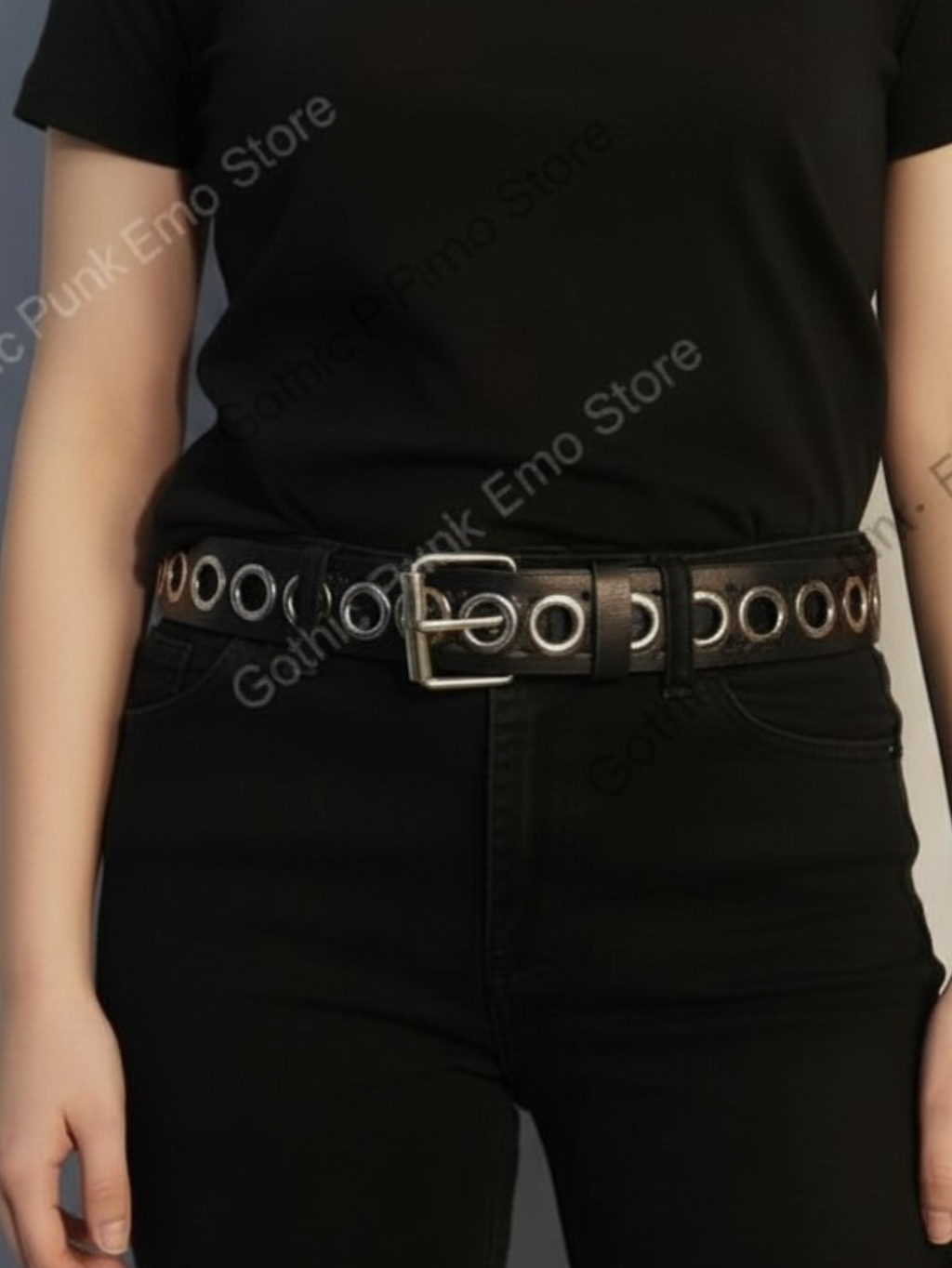 Grommet Black Long Belt