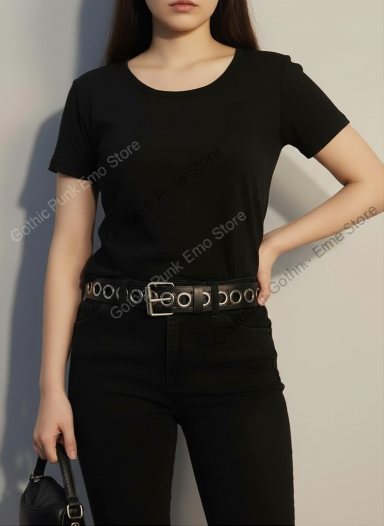 Grommet Black Long Belt
