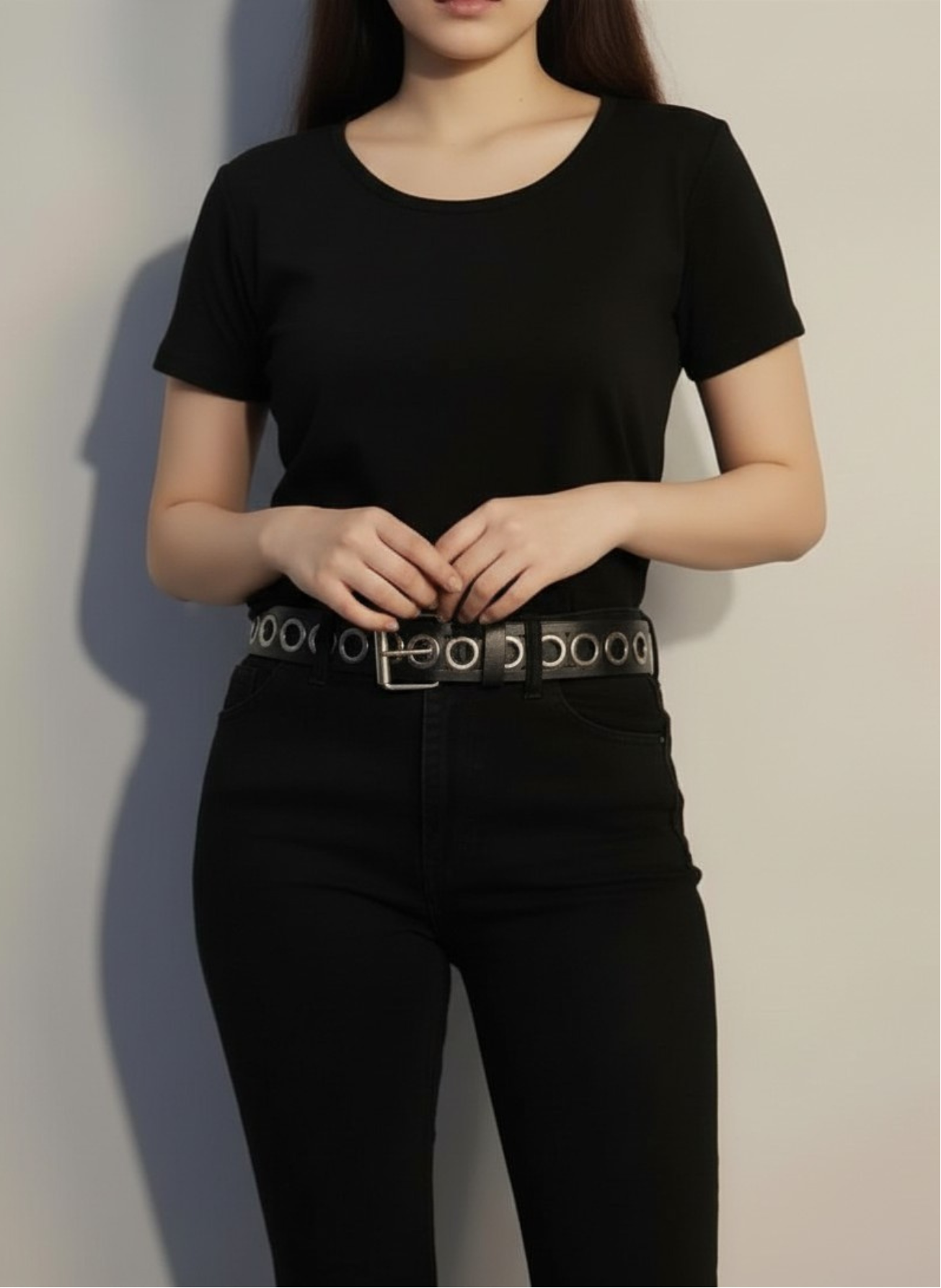 Grommet Black Long Belt