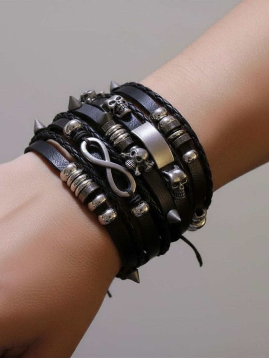 Spiked Punk Bracelet Set