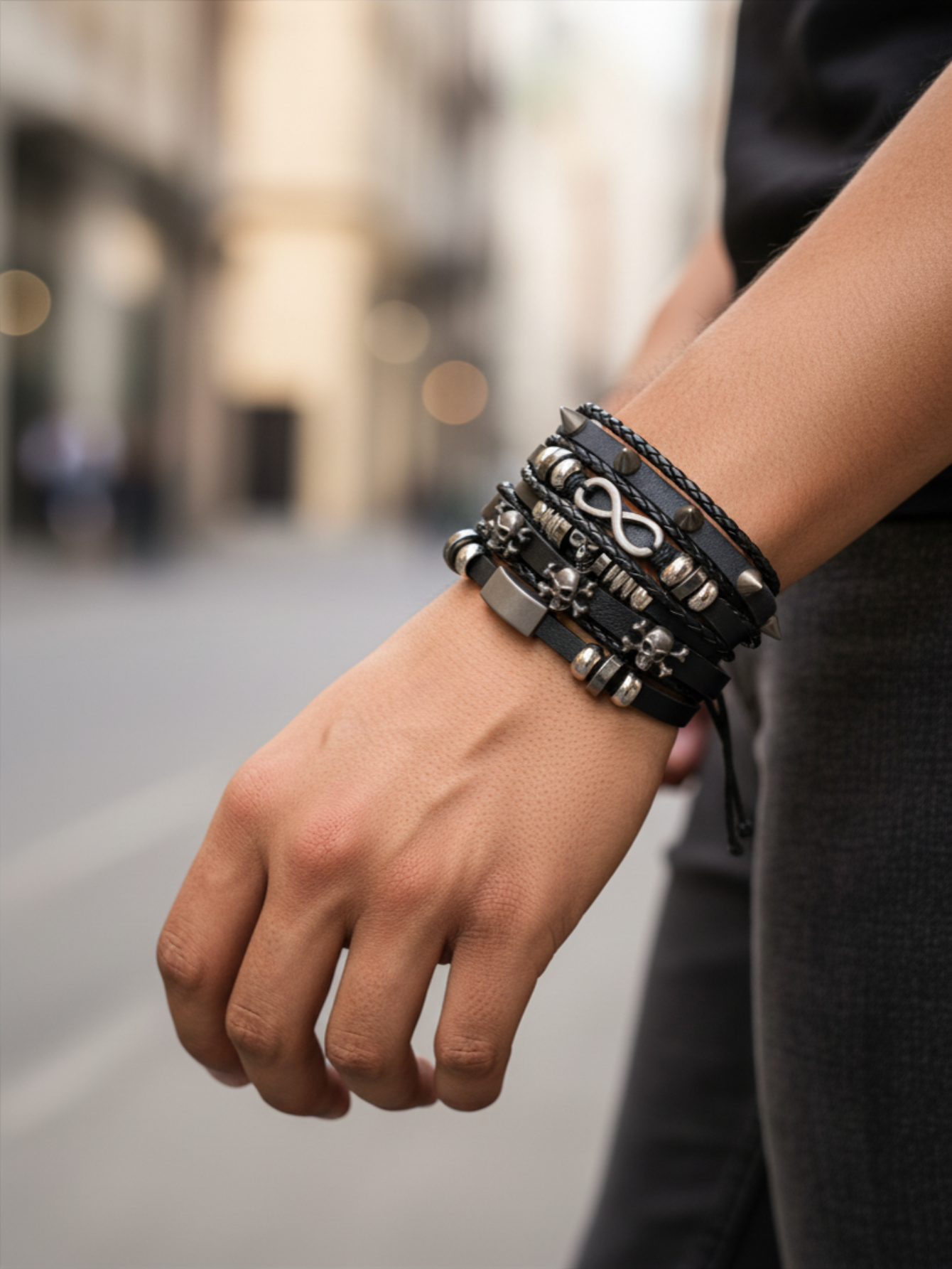 Spiked Punk Bracelet Set