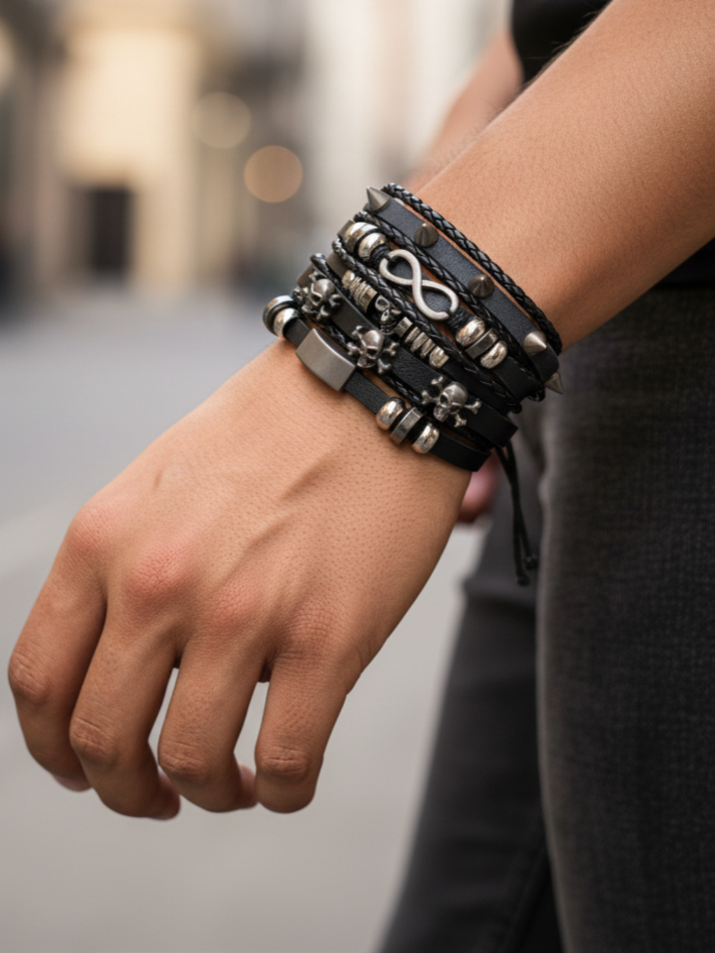 Spiked Punk Bracelet Set