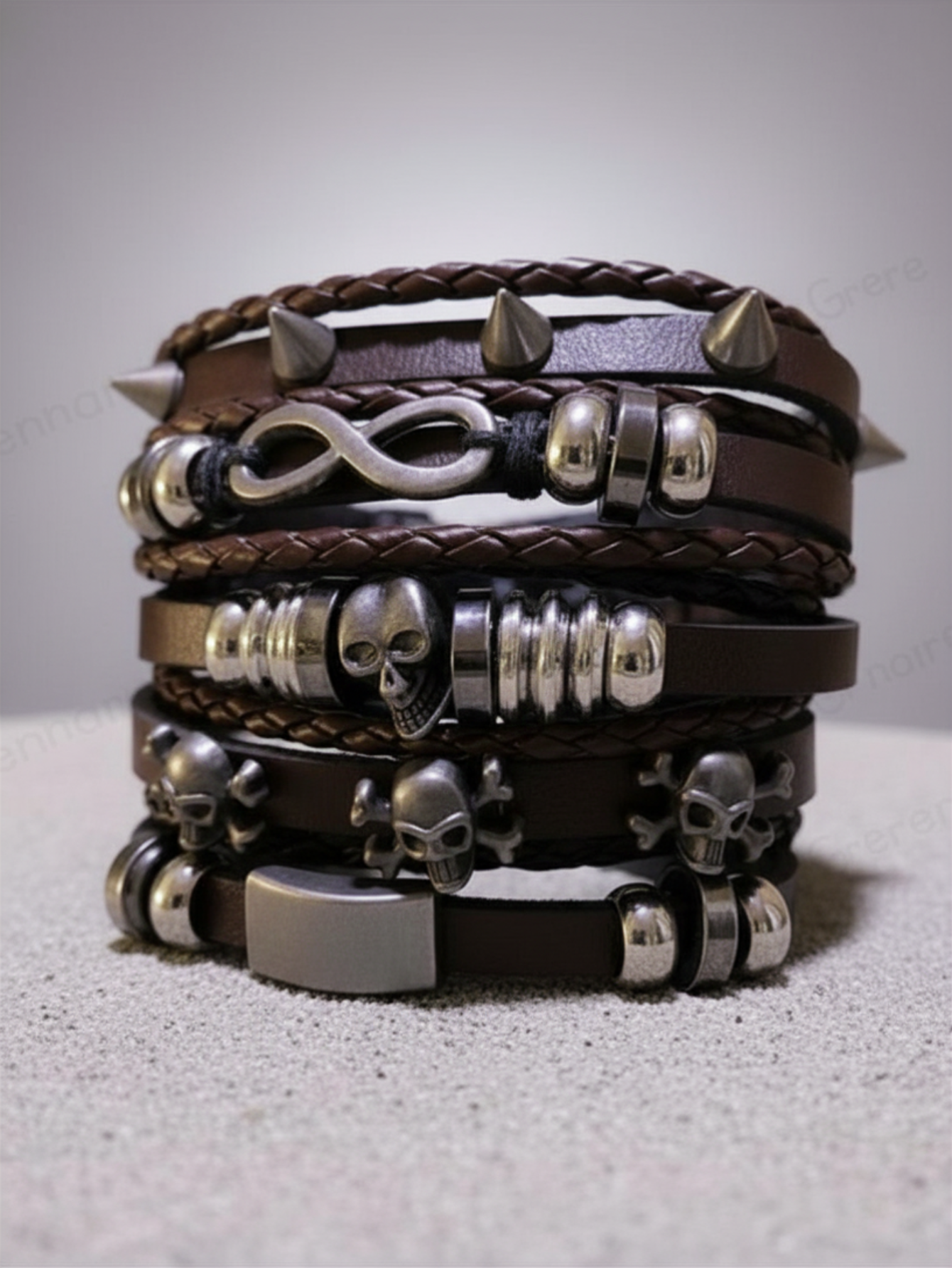 Spiked Punk Bracelet Set