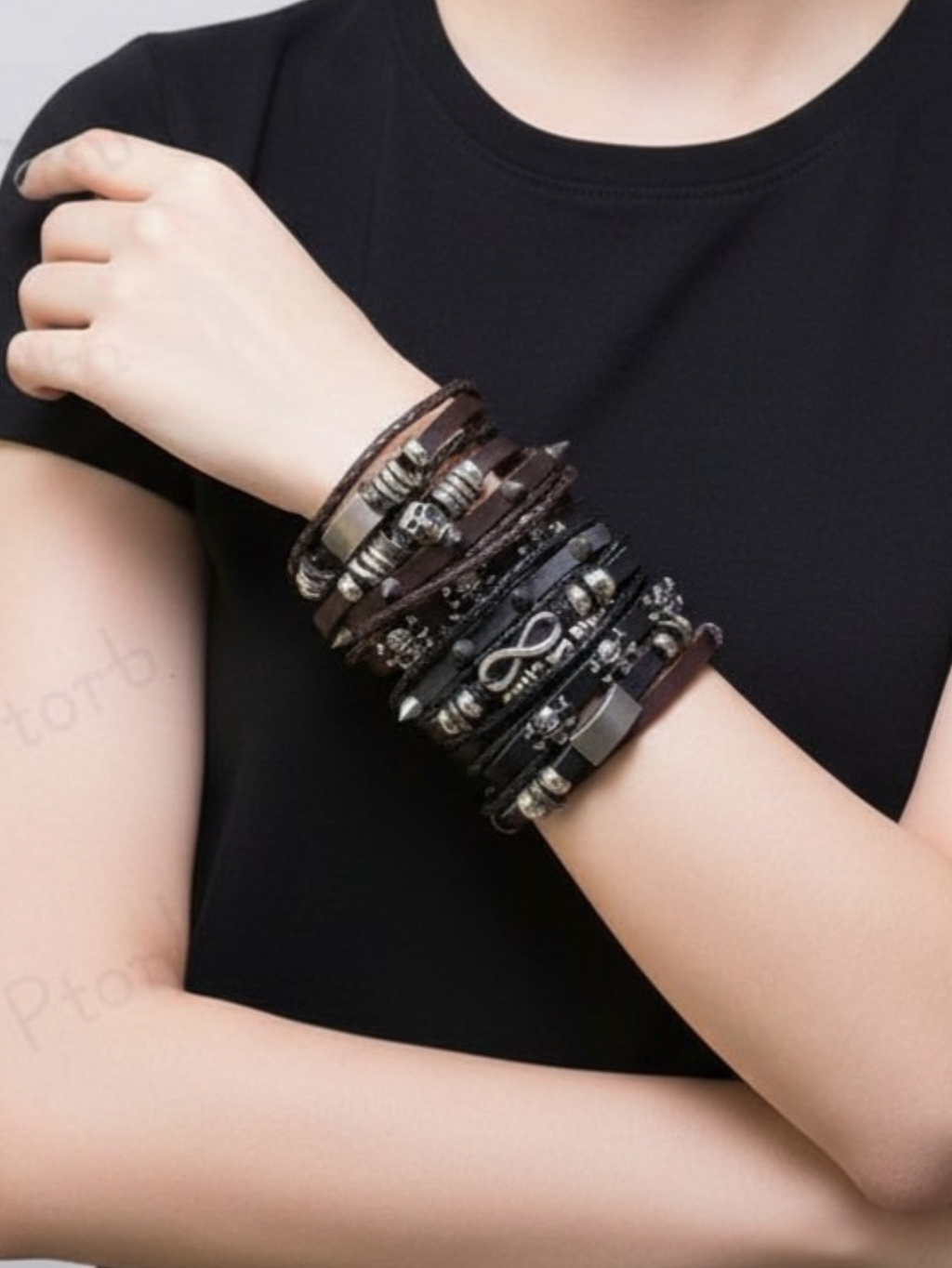 Spiked Punk Bracelet Set