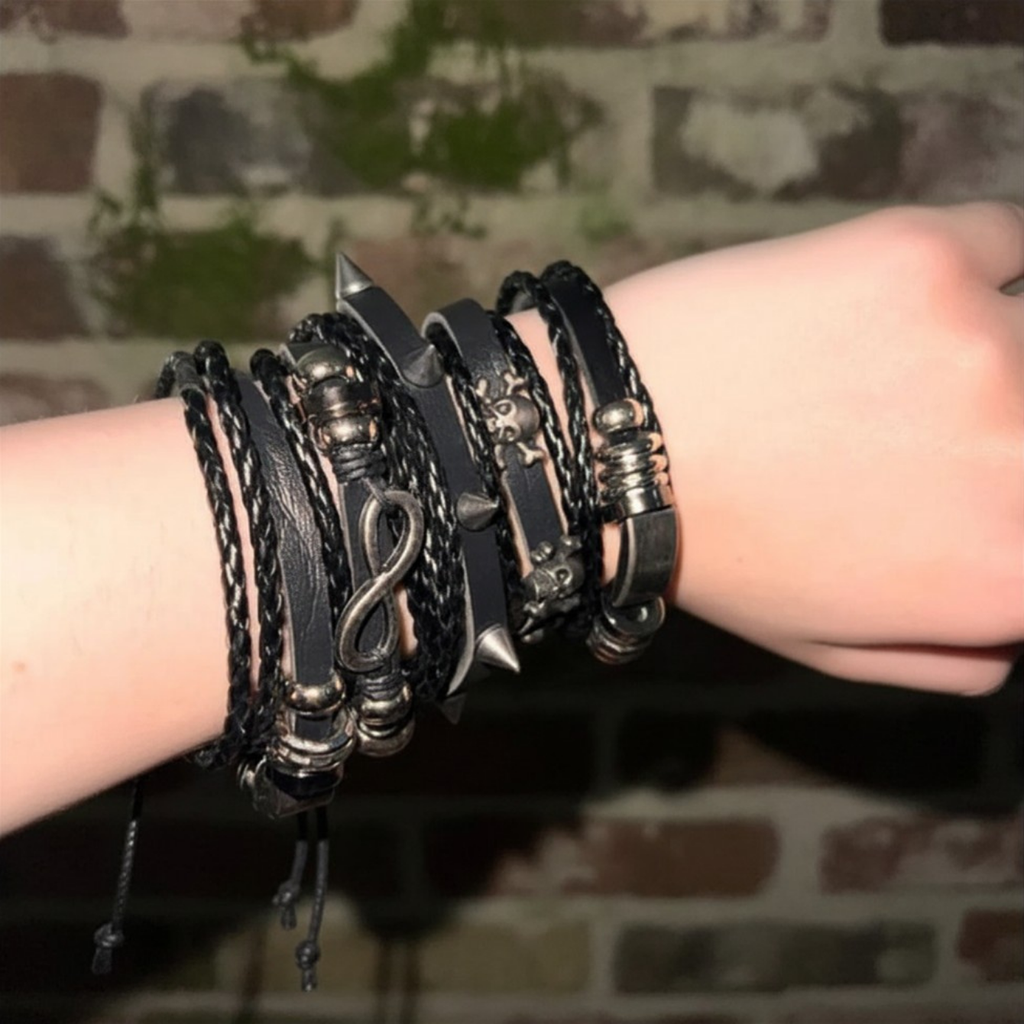 Spiked Punk Bracelet Set