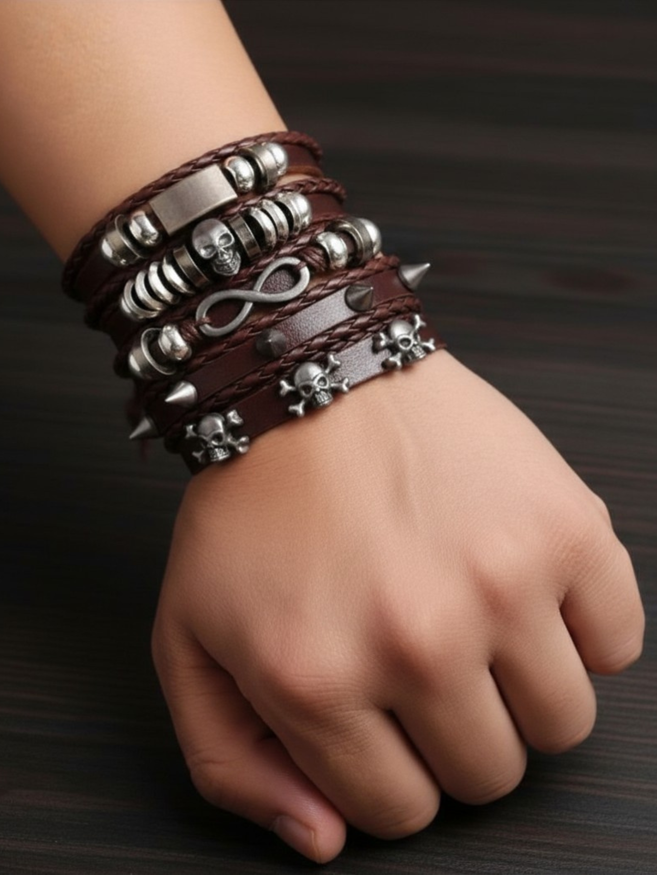 Spiked Punk Bracelet Set