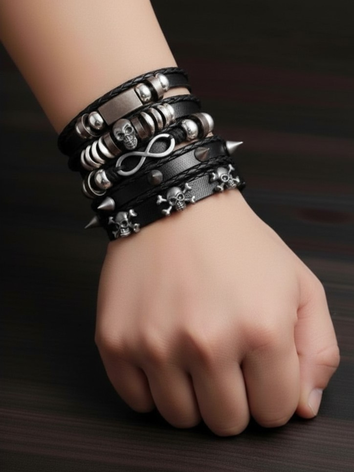 Spiked Punk Bracelet Set