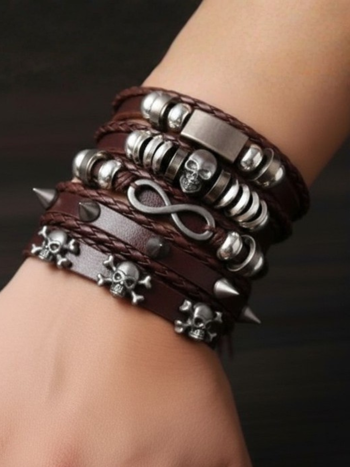 Spiked Punk Bracelet Set