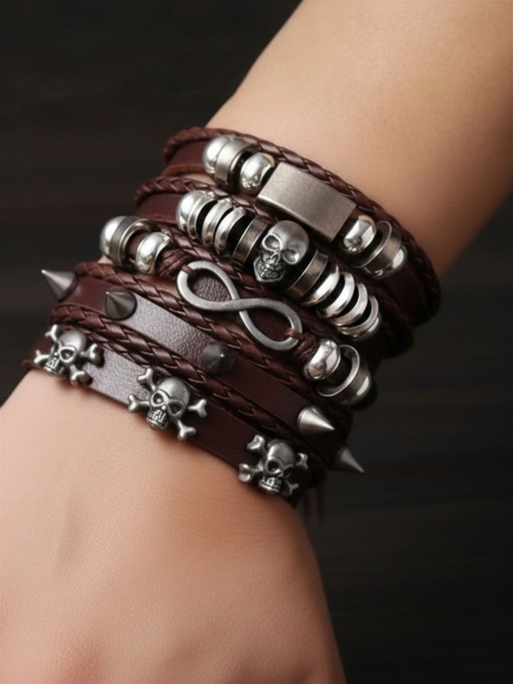 Spiked Punk Bracelet Set