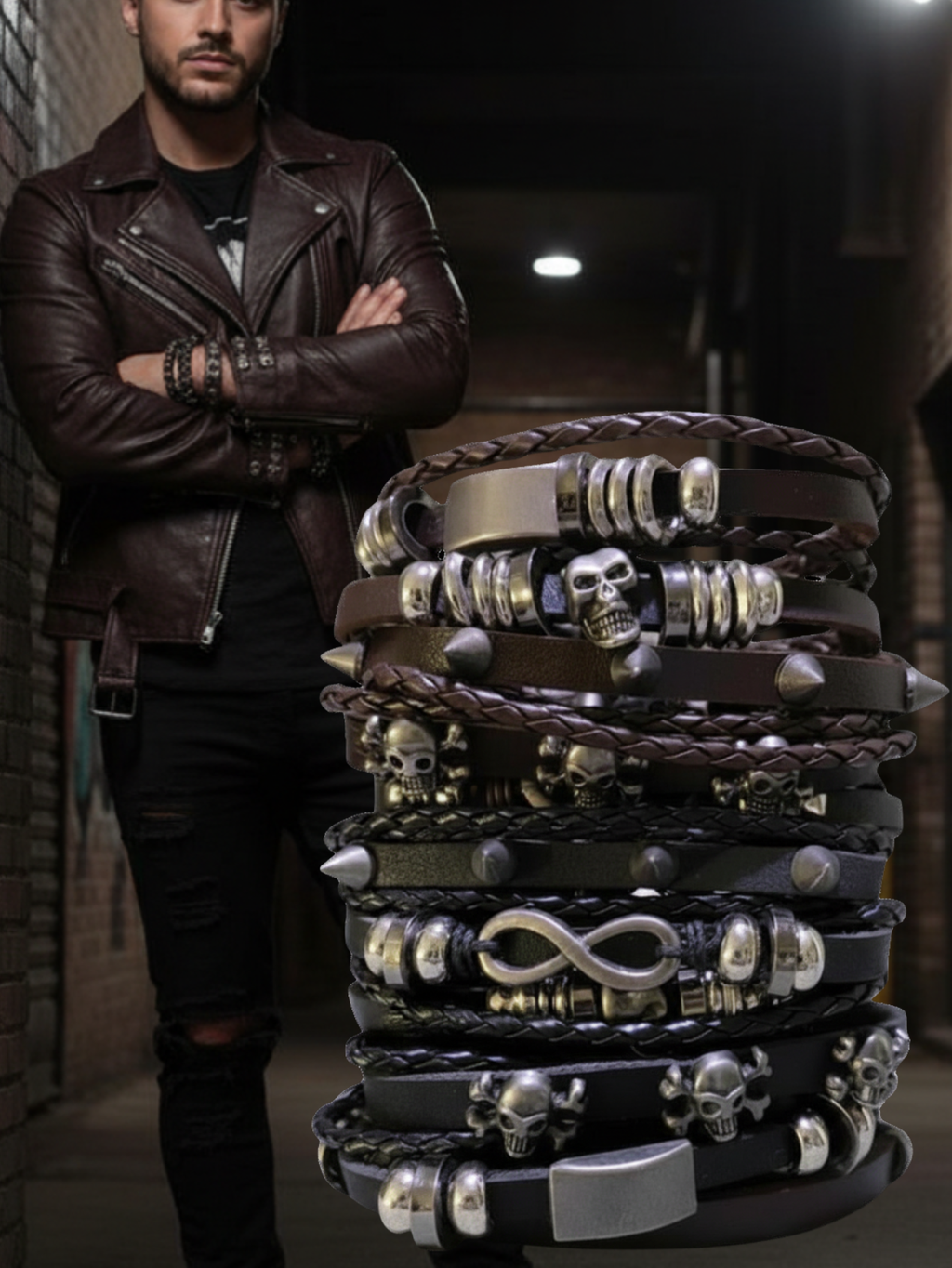 Spiked Punk Bracelet Set