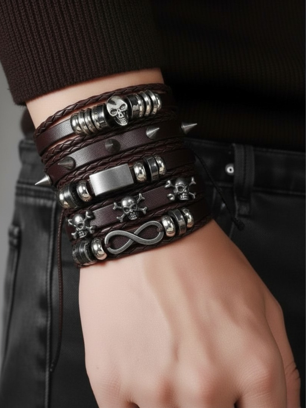 Spiked Punk Bracelet Set