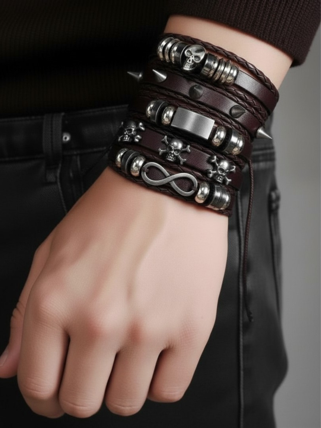 Spiked Punk Bracelet Set