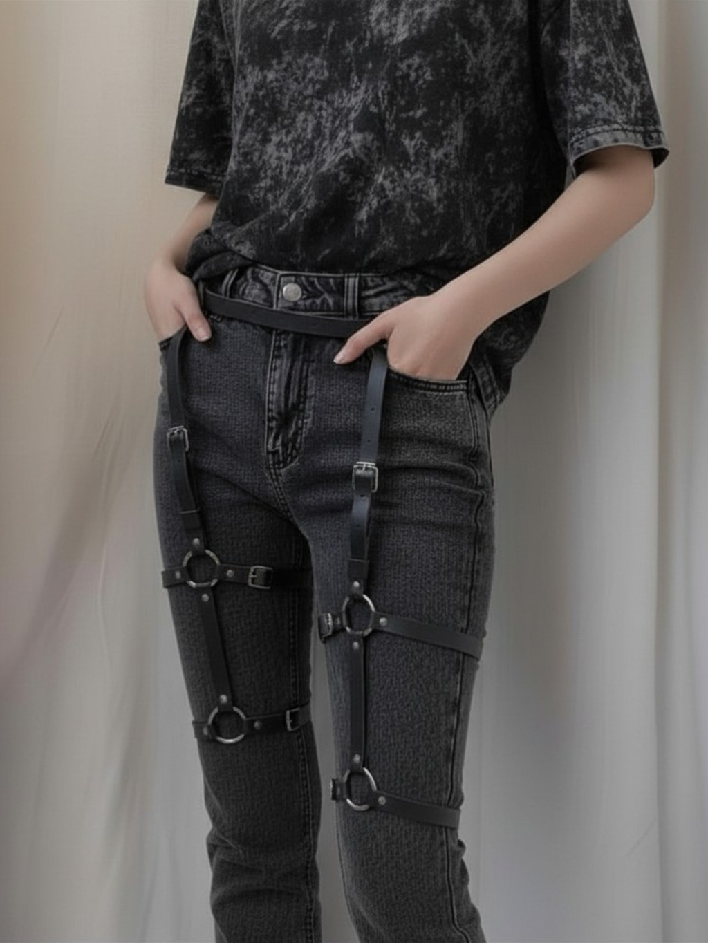 Vegan Leather Leg Harness