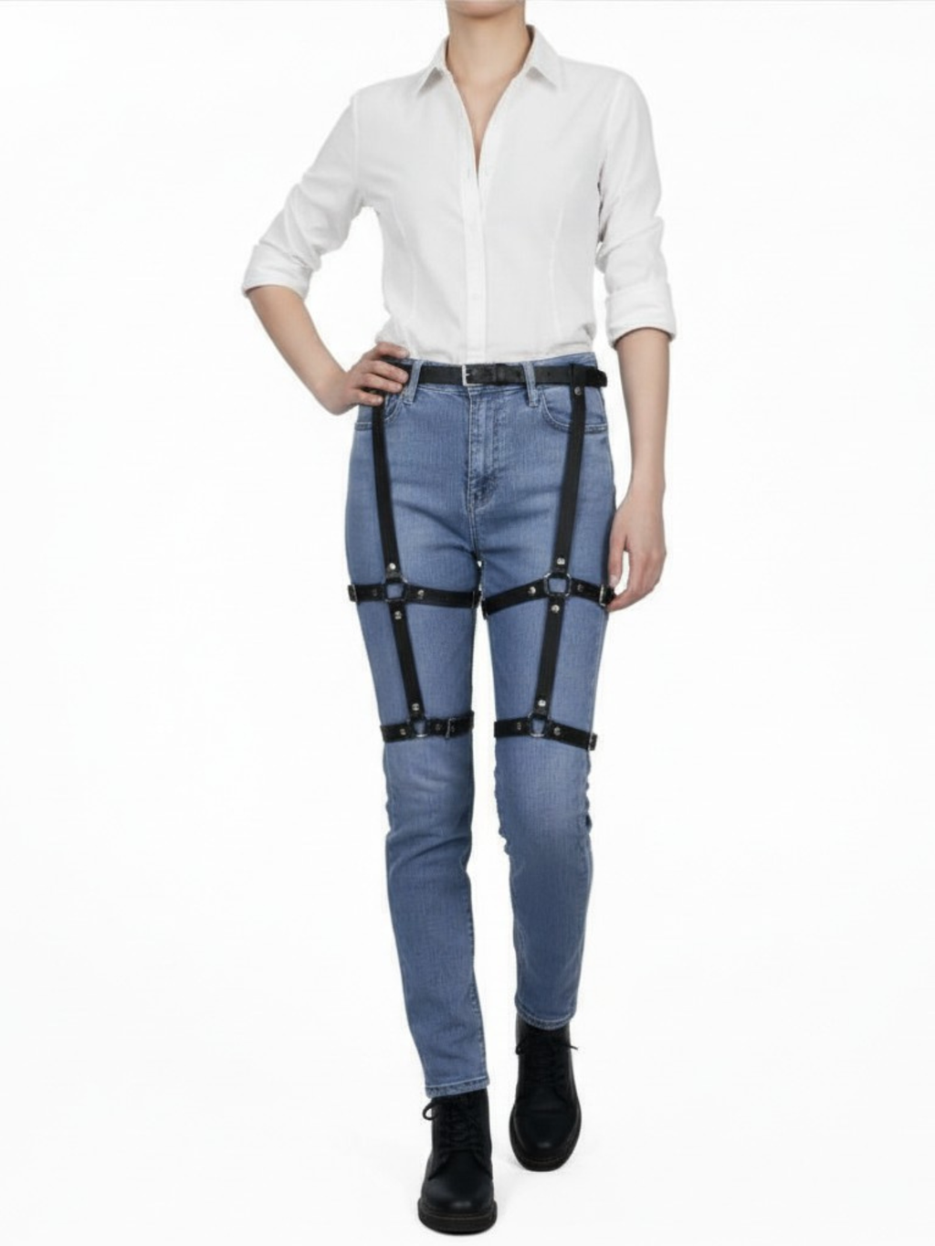 Vegan Leather Leg Harness