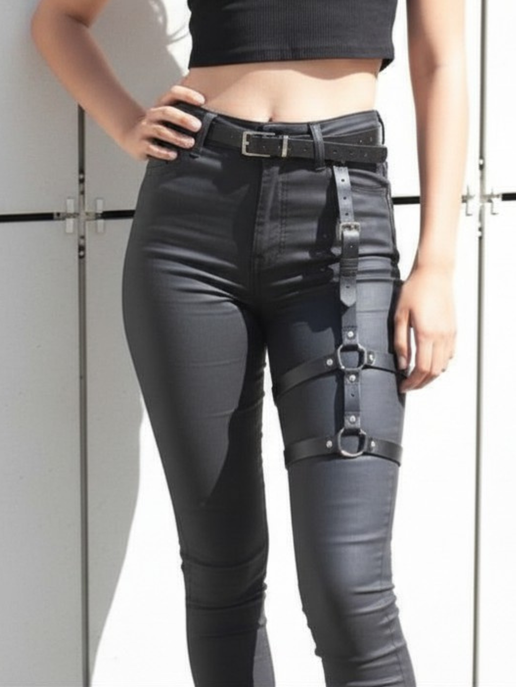 Vegan Leather Leg Harness