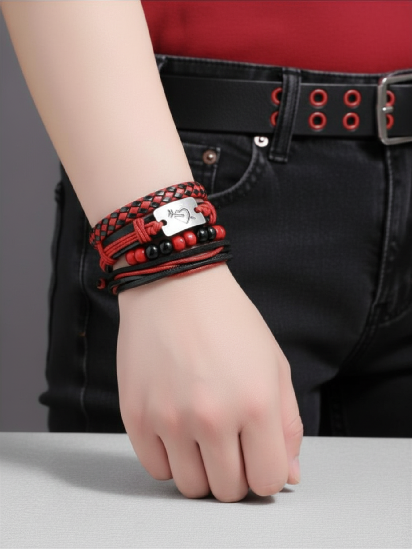Black and Red Love Bracelet