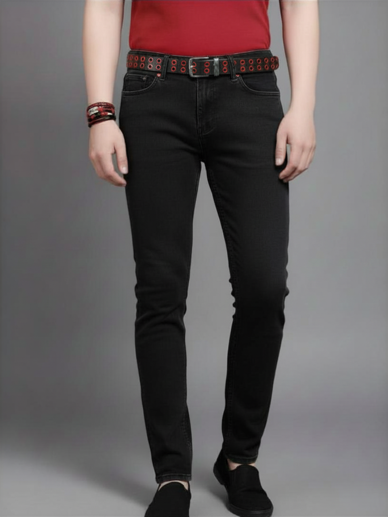 Red & Black Grommet Belt