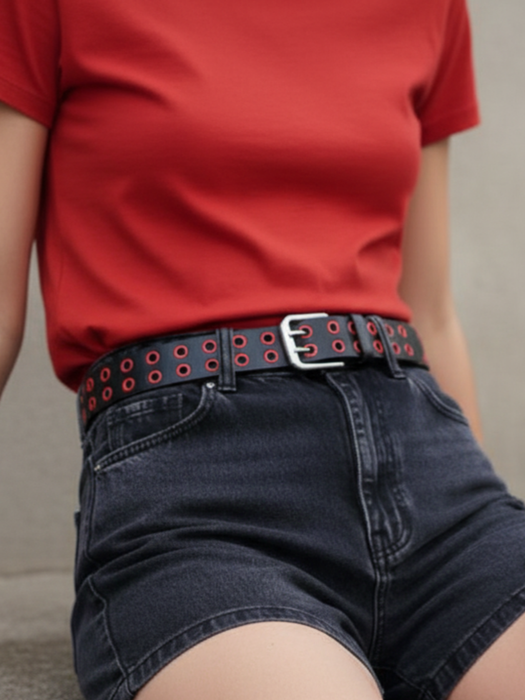 Red & Black Grommet Belt