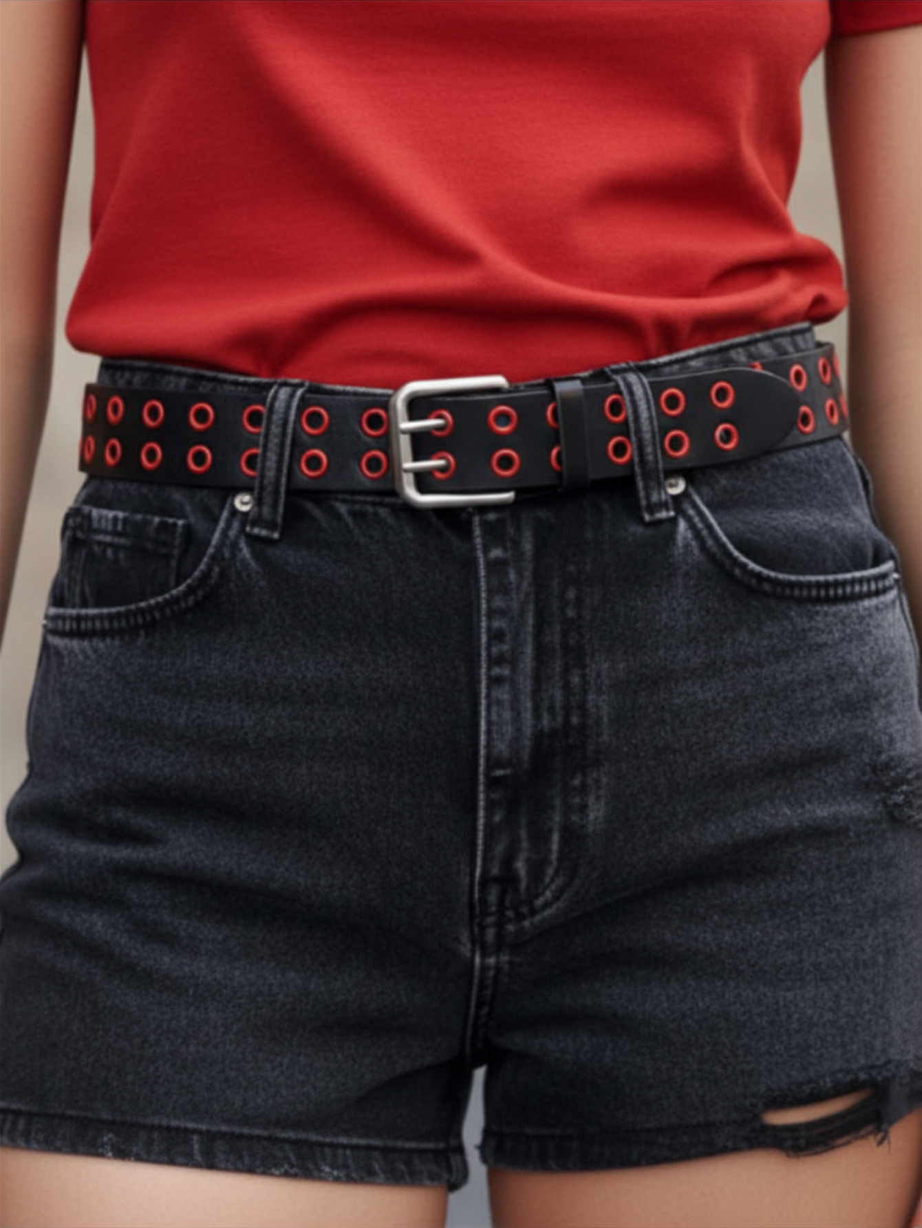 Red & Black Grommet Belt