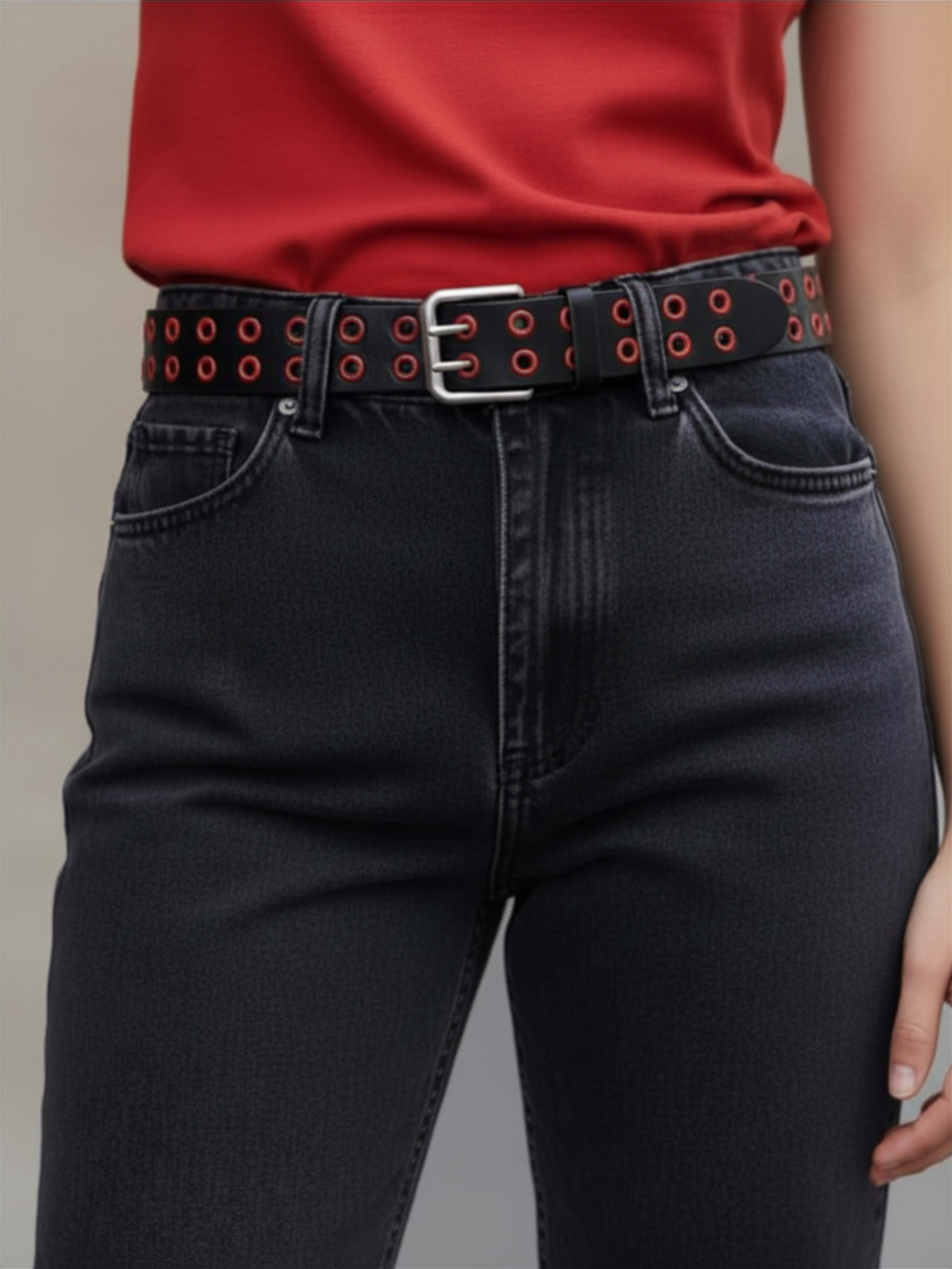Red & Black Grommet Belt