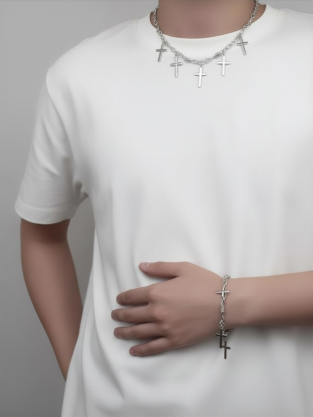 Barbed Wire Cross Chain Necklace