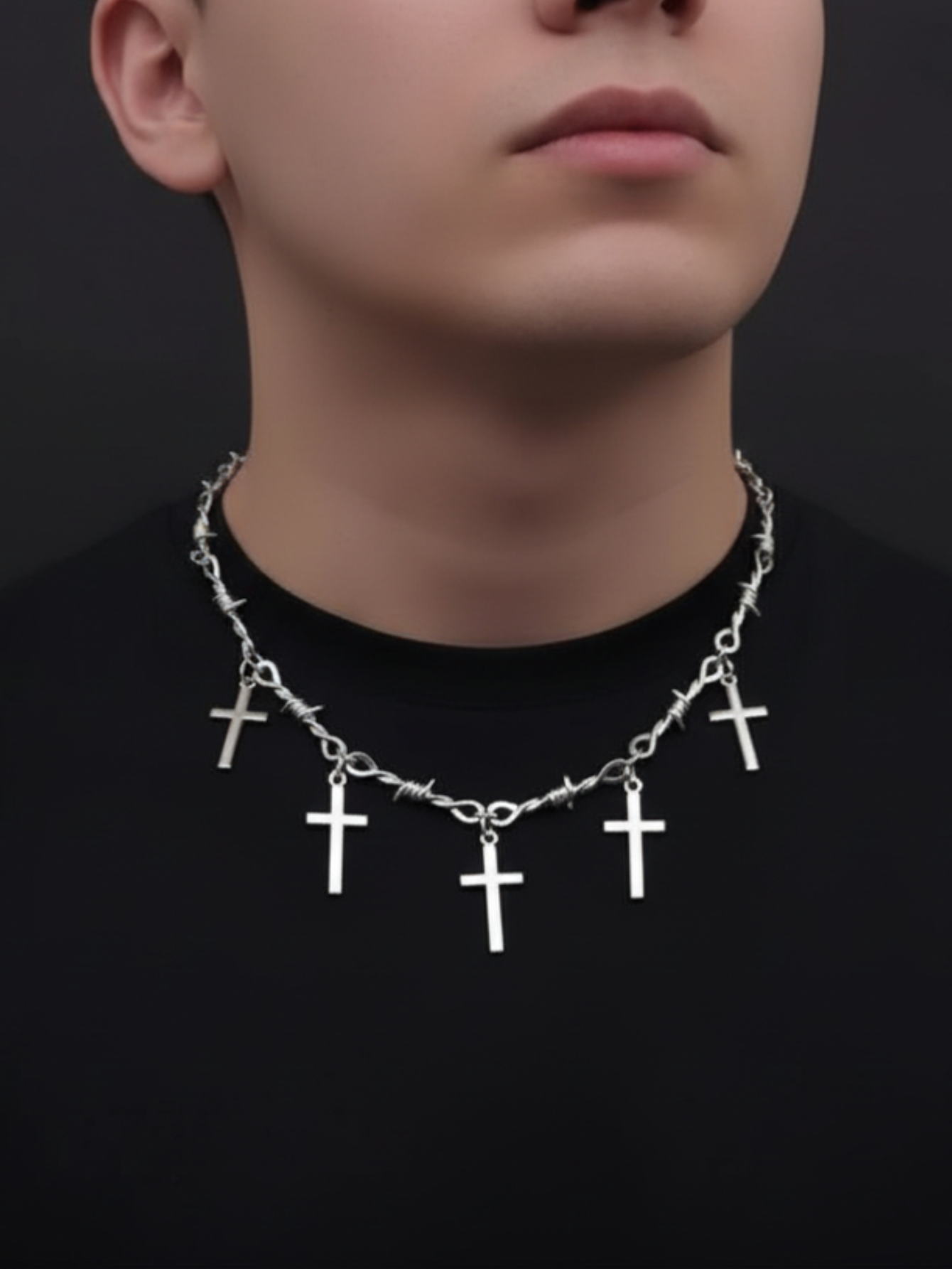Barbed Wire Cross Chain Necklace